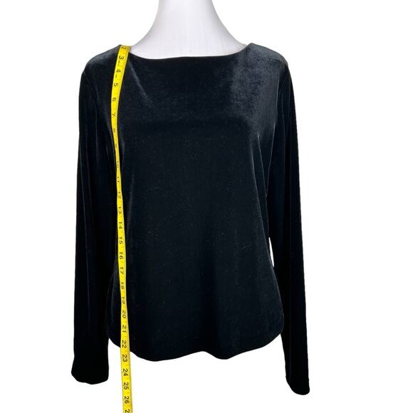 Arianna by Rachel Kaye Black Velour Top Womens Size L Stretchy Wardrobe Basics - Picture 5 of 6